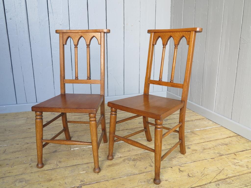Pair of Gothic Oak Chairs - 7205