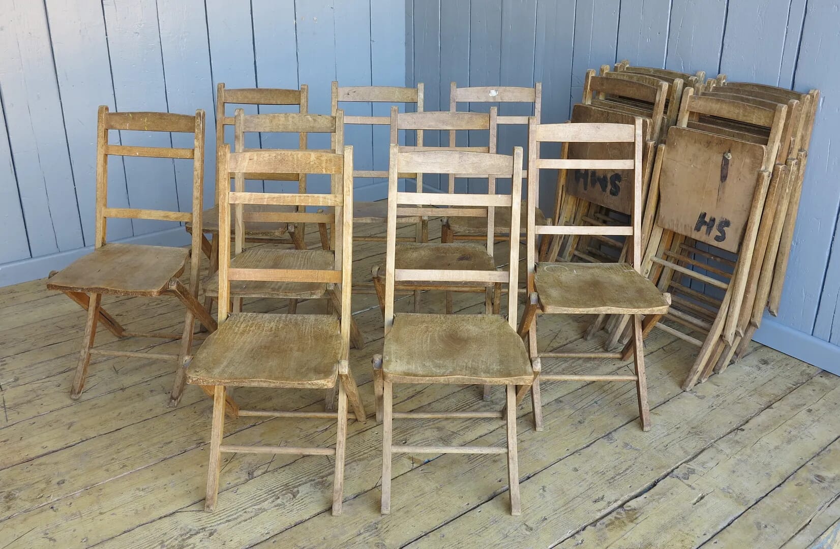 Antique Folding Church Chairs - 7238
