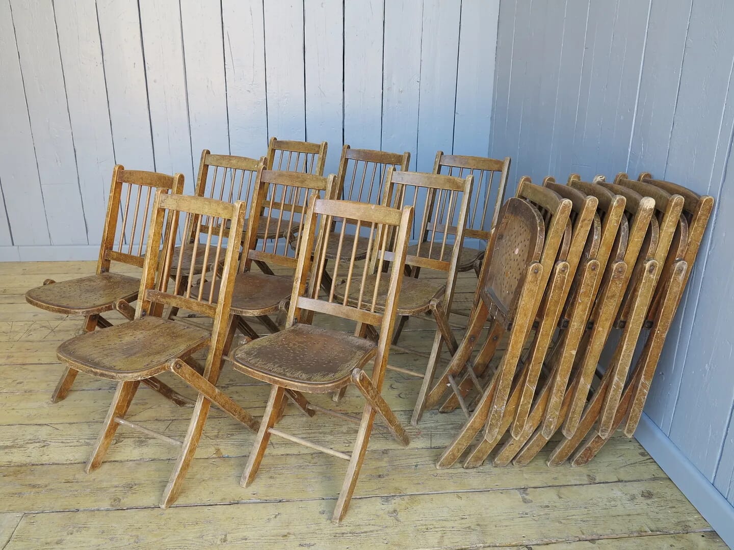 Original Antique Folding Church Chairs - 7239