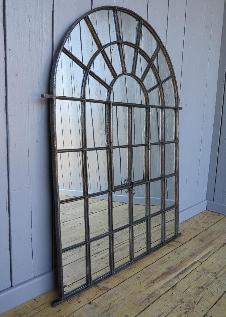 Large Cast Iron Vintage Rounded Mirror - 7227