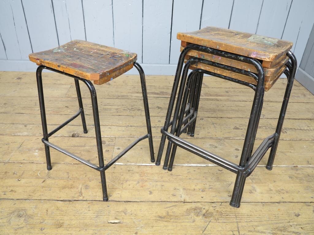 Industrial Steel Tubular Stacking Stools - Art School - 7320