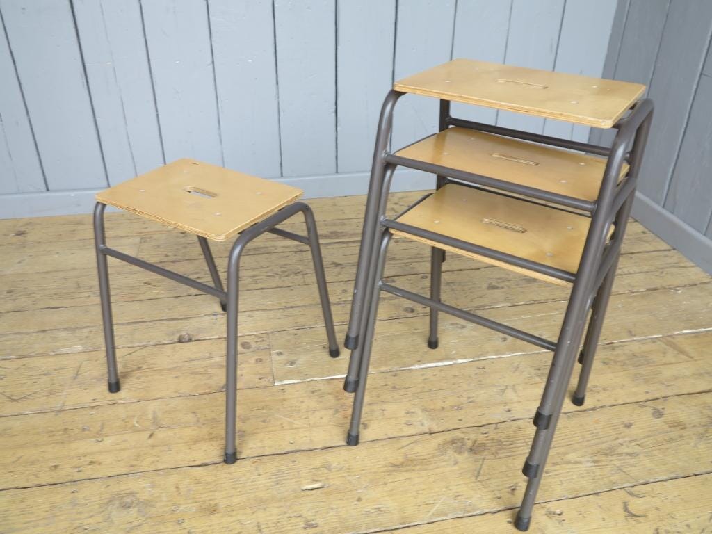 Tubular Industrial Steel Stacking Stools - 7321