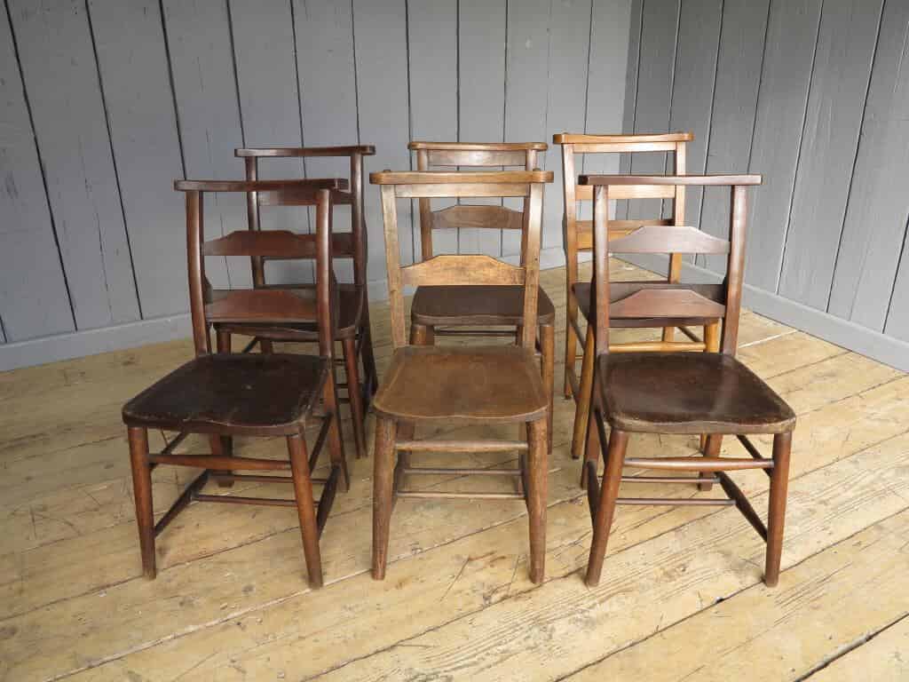 Primary Image - Harlequin Set of 6 Antique Kitchen / Dining Chapel Chairs