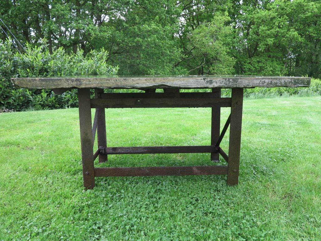 Antique York Stone Table Top on Cast Iron Base - 7355