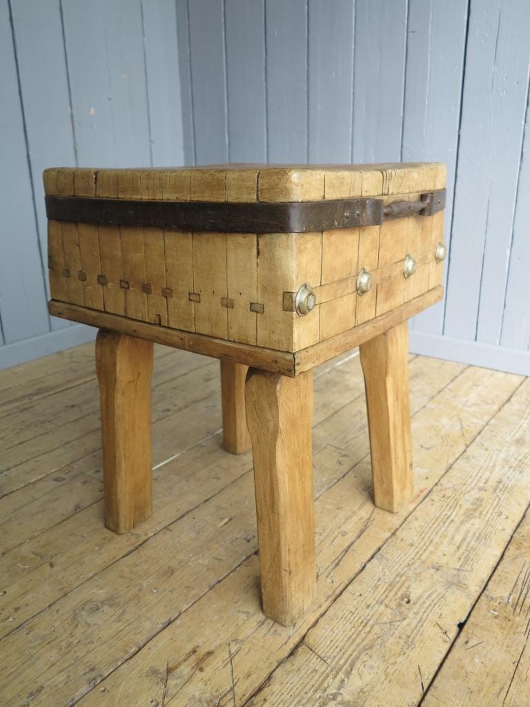 Antique Butchers Kitchen Chopping Block - 7360