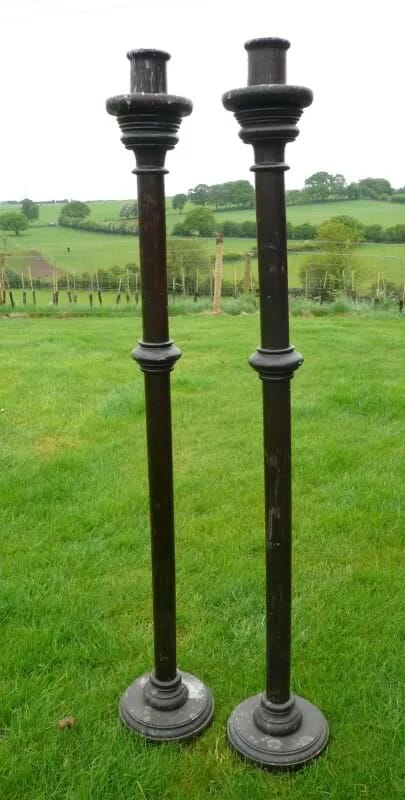 Original Pair Of Victorian Wooden Candlesticks  - 3384
