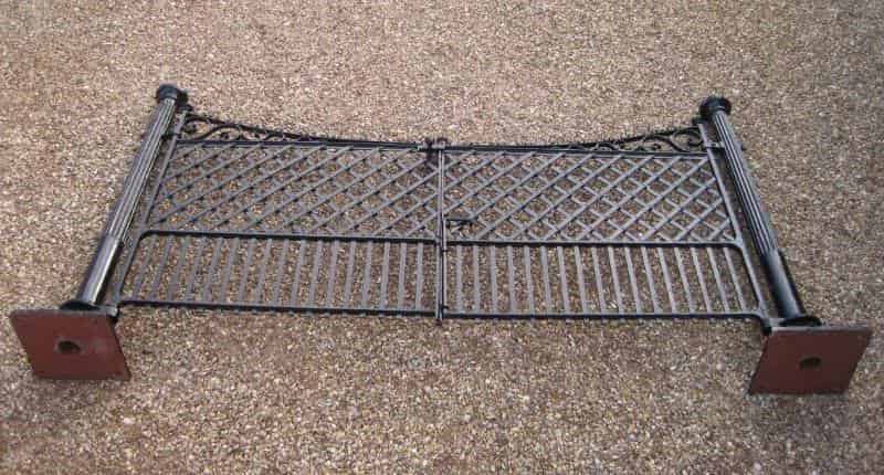 Pair of Antique Cast and Wrought Iron Gates with Posts
