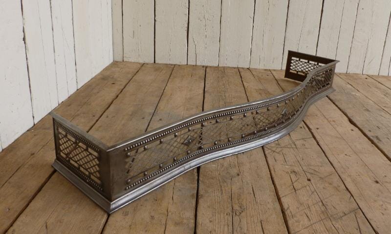 Reclaimed Large Regency Pierced Steel Fireplace Fender - 6006