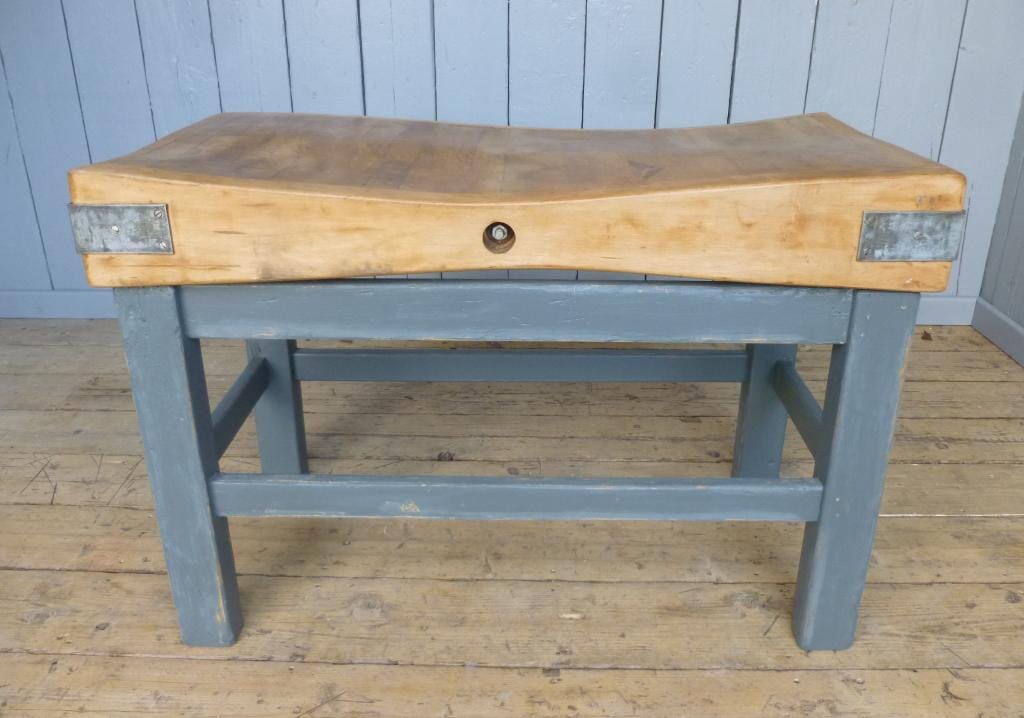 Antique Butchers Chopping Block On Base - Kitchen Central Island - 7210