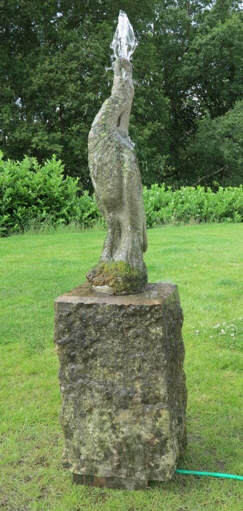 Reclaimed Vintage Heron Stone Fountain - 7385