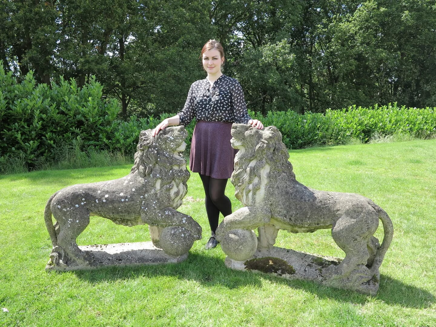 A Substantial Pair of Vintage Stone Lions - 5987