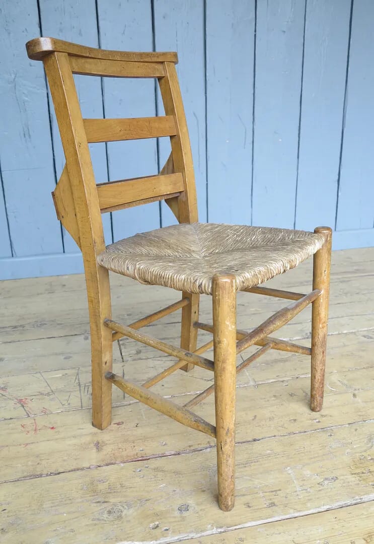 Rush Seated Antique Church Chairs - 7403