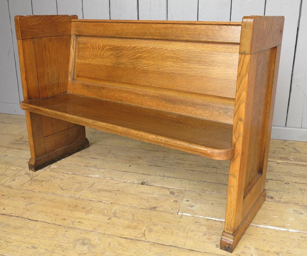 Original Antique Church Solid Oak Pew - 7312