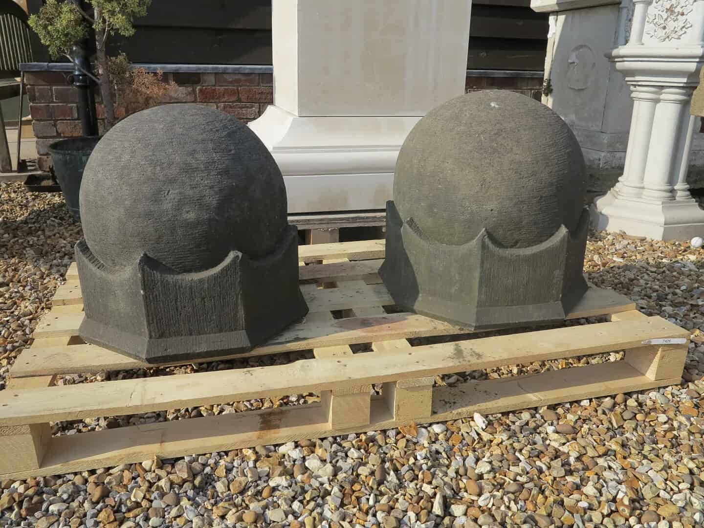 Primary Image - Pair of Hand Carved Arts & Crafts Gate Pier Finials
