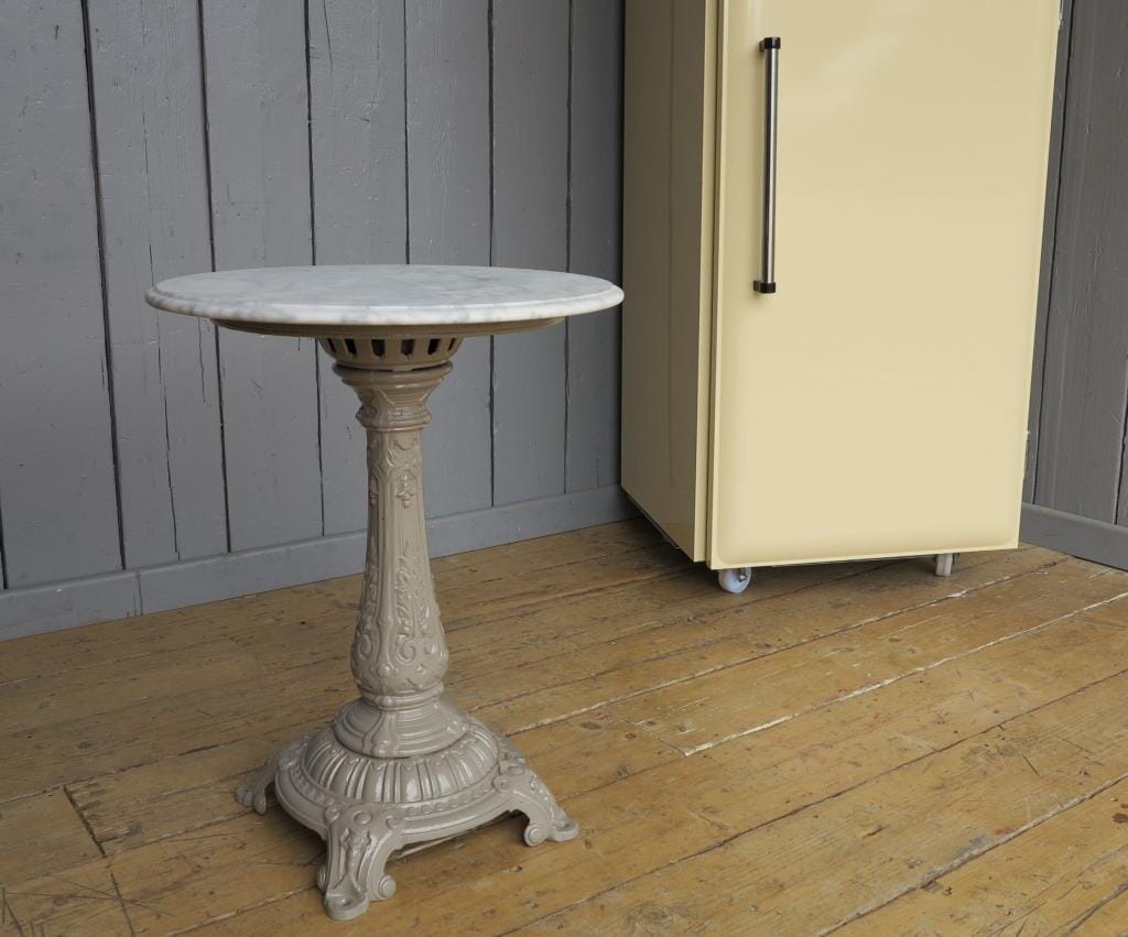 Antique Marble Top Table with Cast Iron Base - 7459