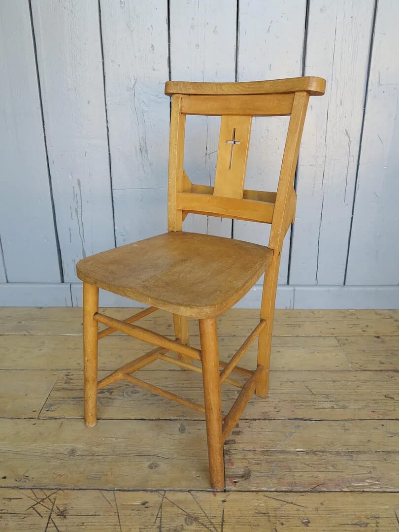 Original Antique Church Chairs With Book Holders - 7473
