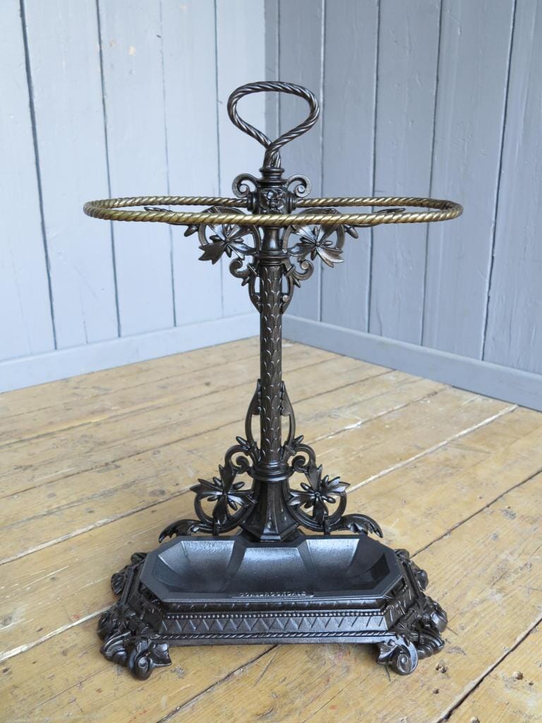 Antique Coalbrookdale Cast Iron & Brass Stick Stand - 7490
