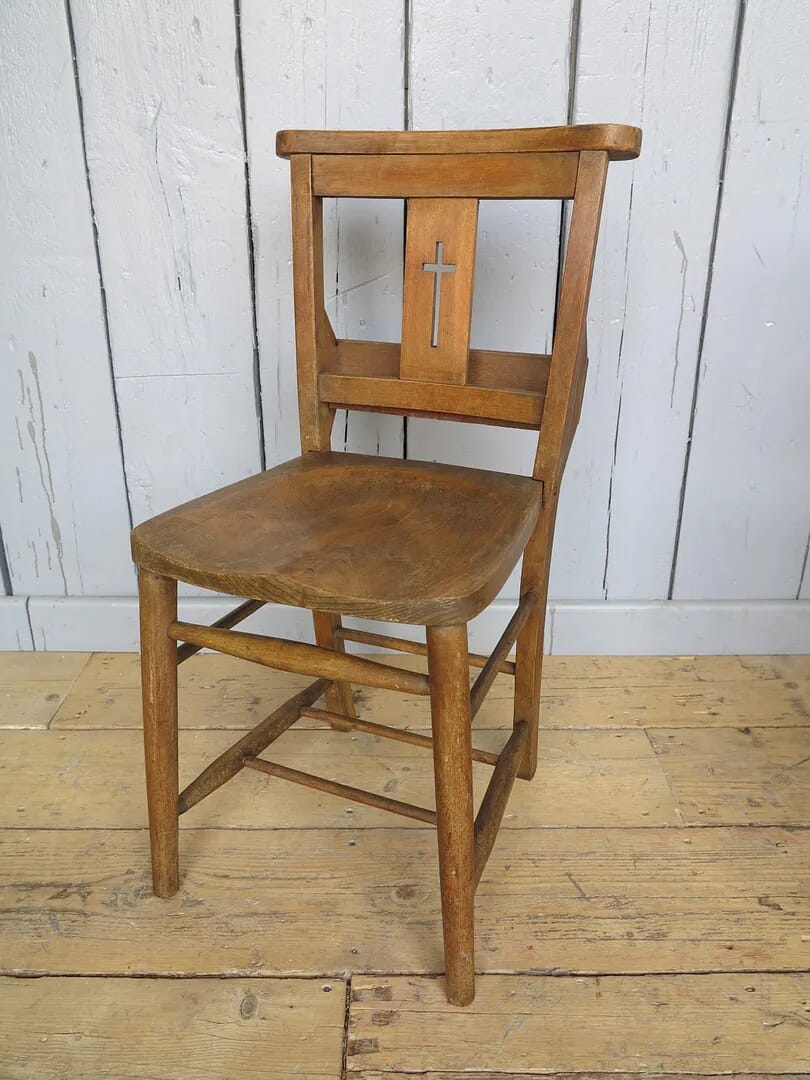 Reclaimed Old Church Chairs With Book Holders - 7488