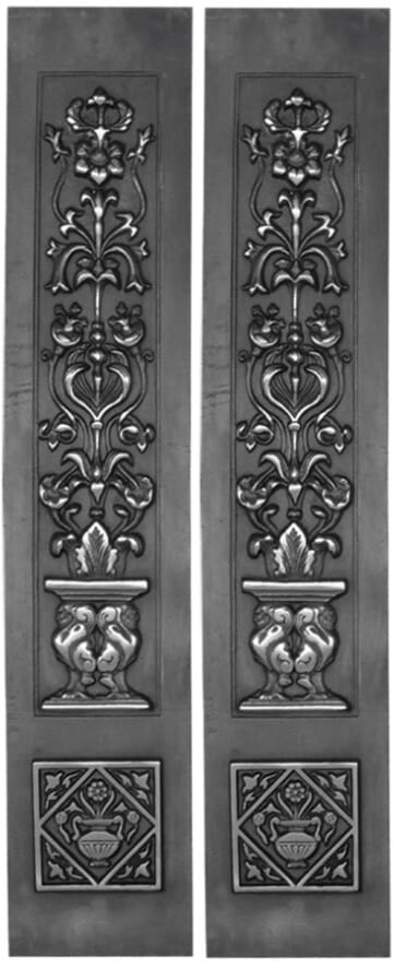 Set of 2 Fireplace Cast Iron Panels - RX080