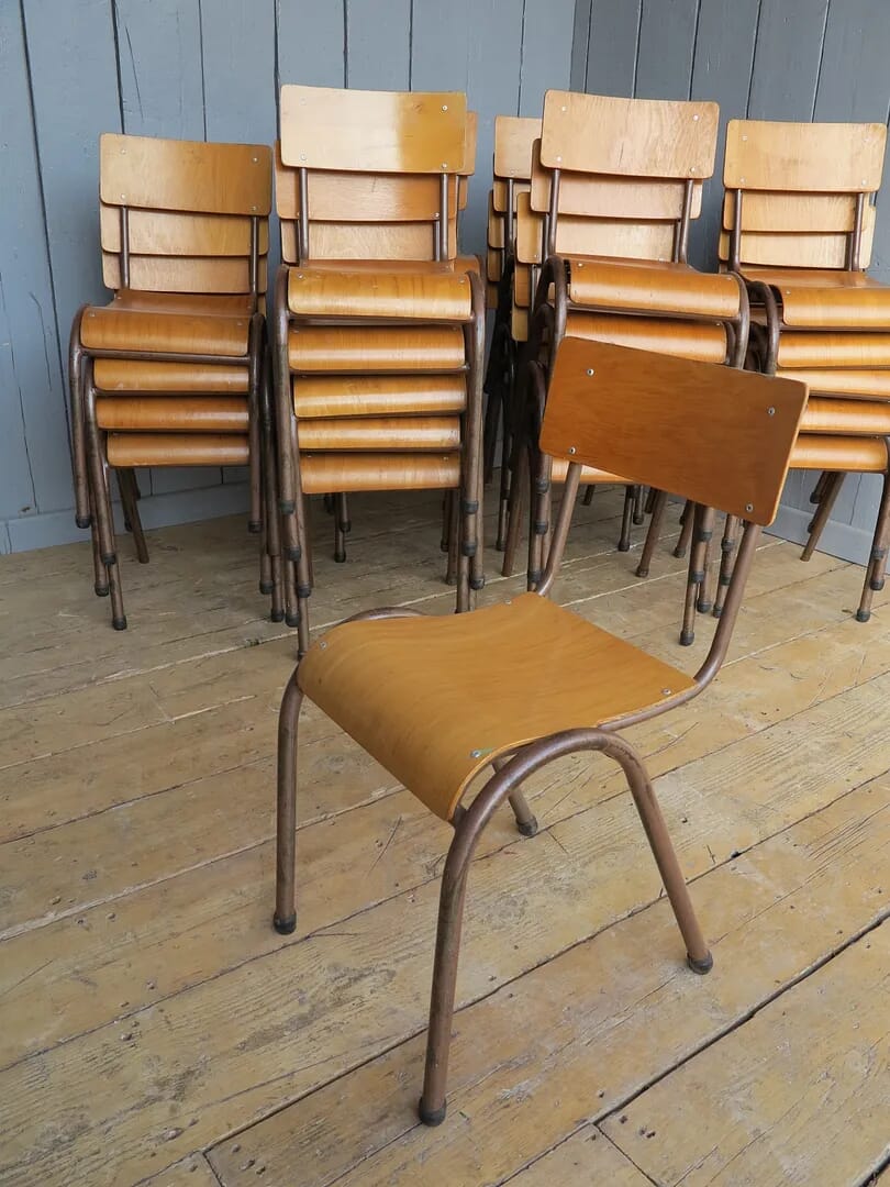Tubular Steel Stacking Chairs - with rear book holders - 7519