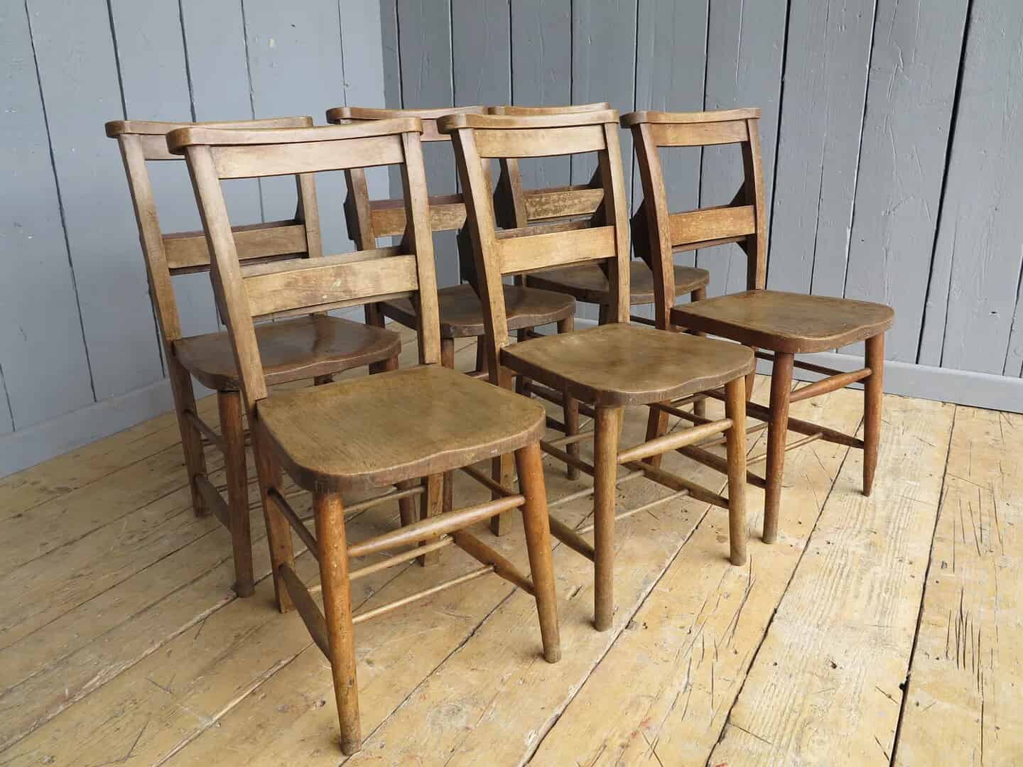 Primary Image - Set of 6 Reclaimed Church Chairs