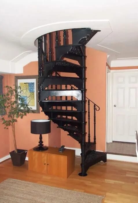 Cast Metal Spiral Staircase with Balcony Railings - 7546