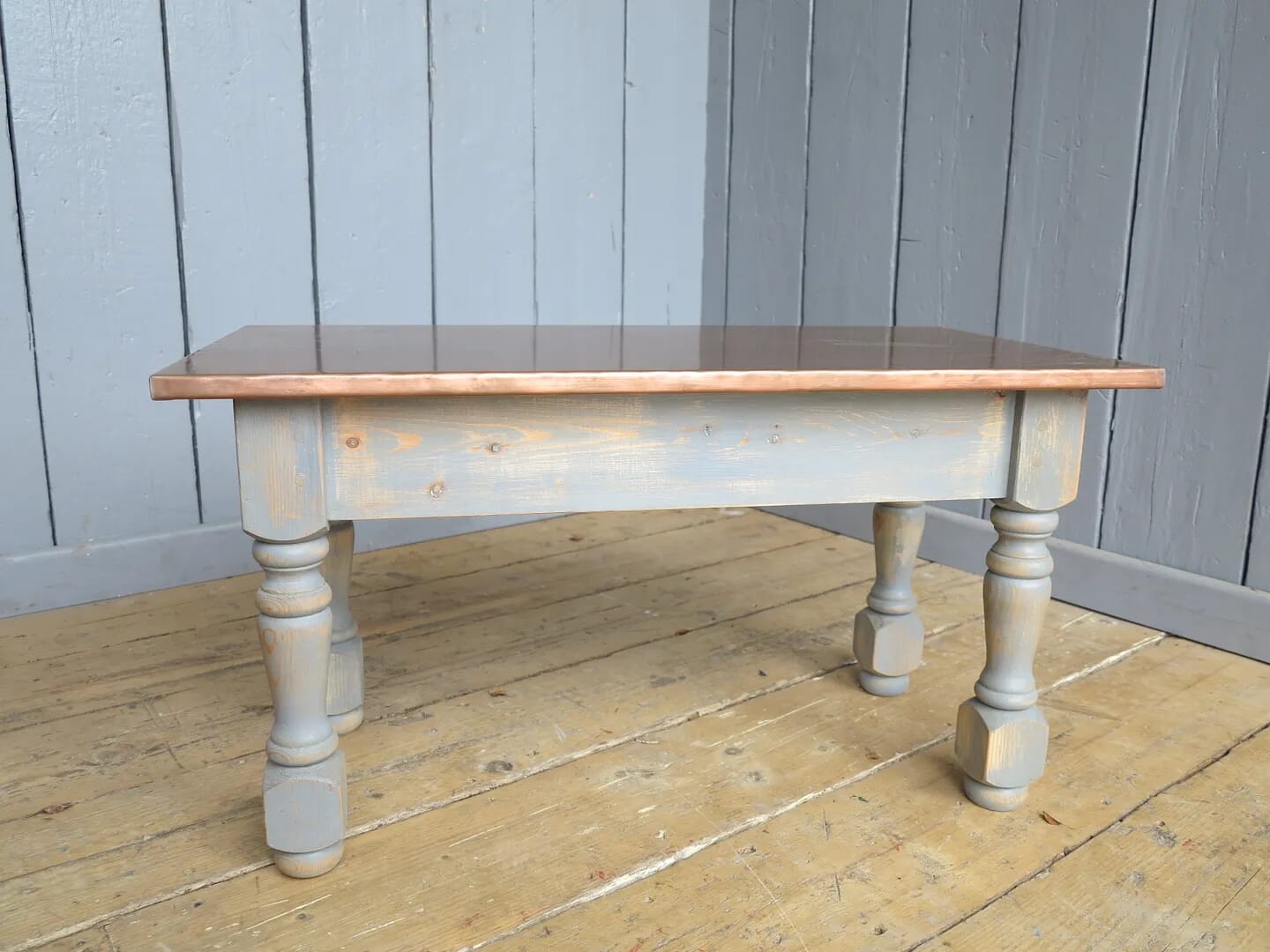 Heavily Distressed Antique Copper Coffee Table - 7551