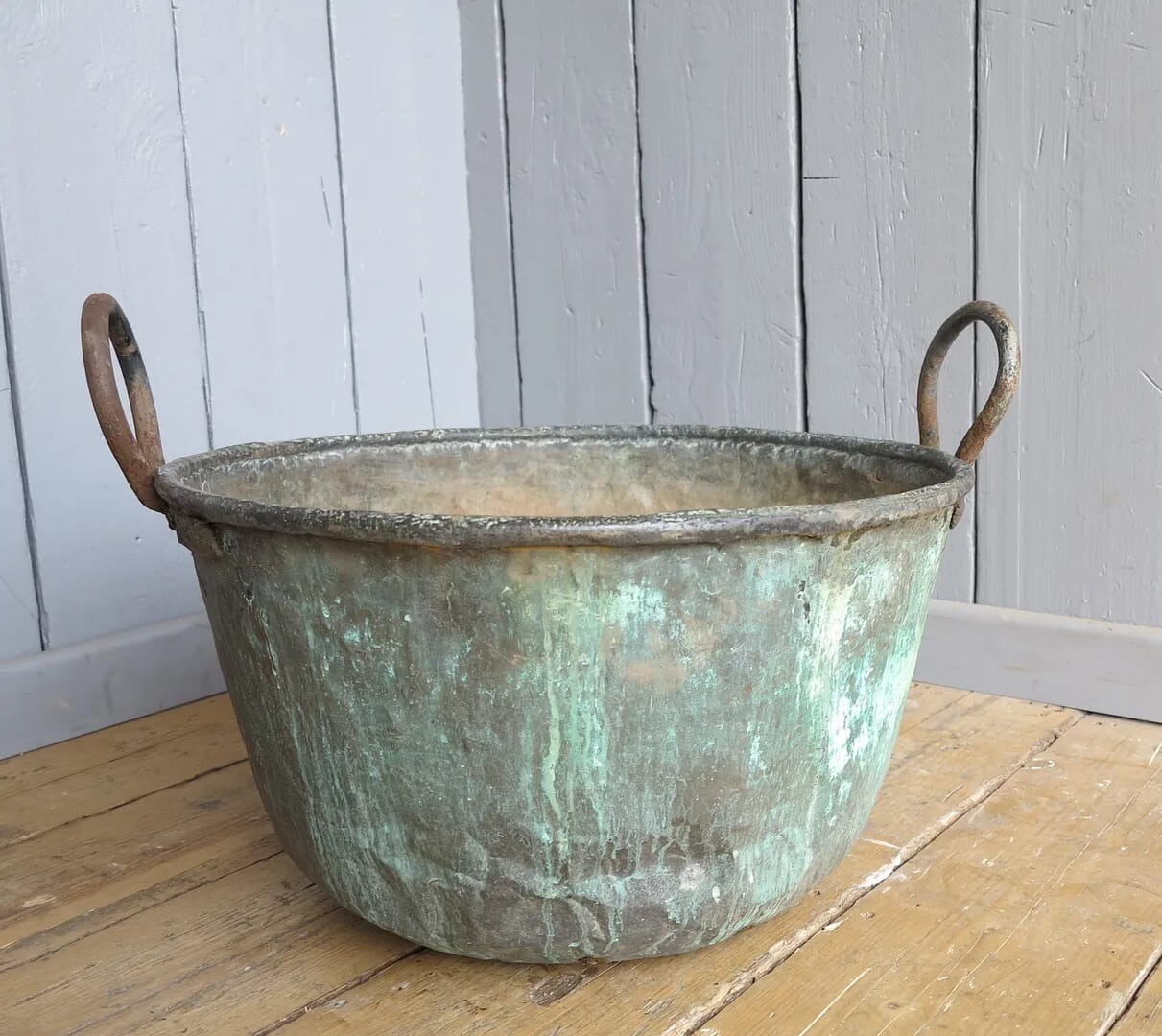 Copper Garden Planter / Plant Pot With Handles - 7629