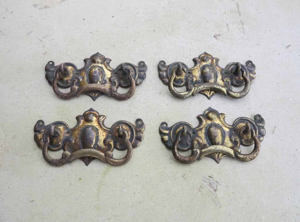 Primary Image - Set of 4 Antique Brass Art Nouveau Drawer Handles