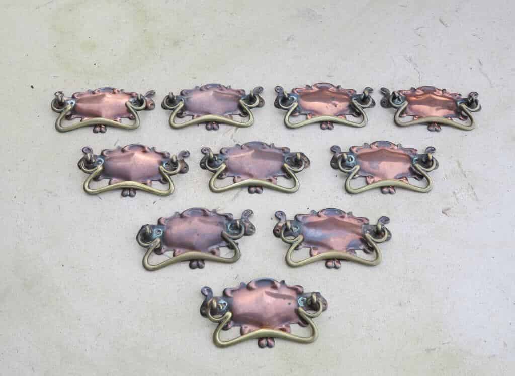 Primary Image - Set of 10 Antique Copper & Brass Handled Art Nouveau Drawer Handles