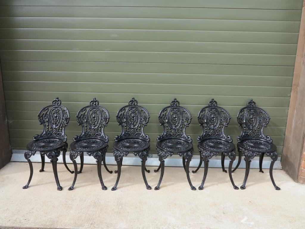 Set of 6 Cast Iron Garden Chairs - 1236