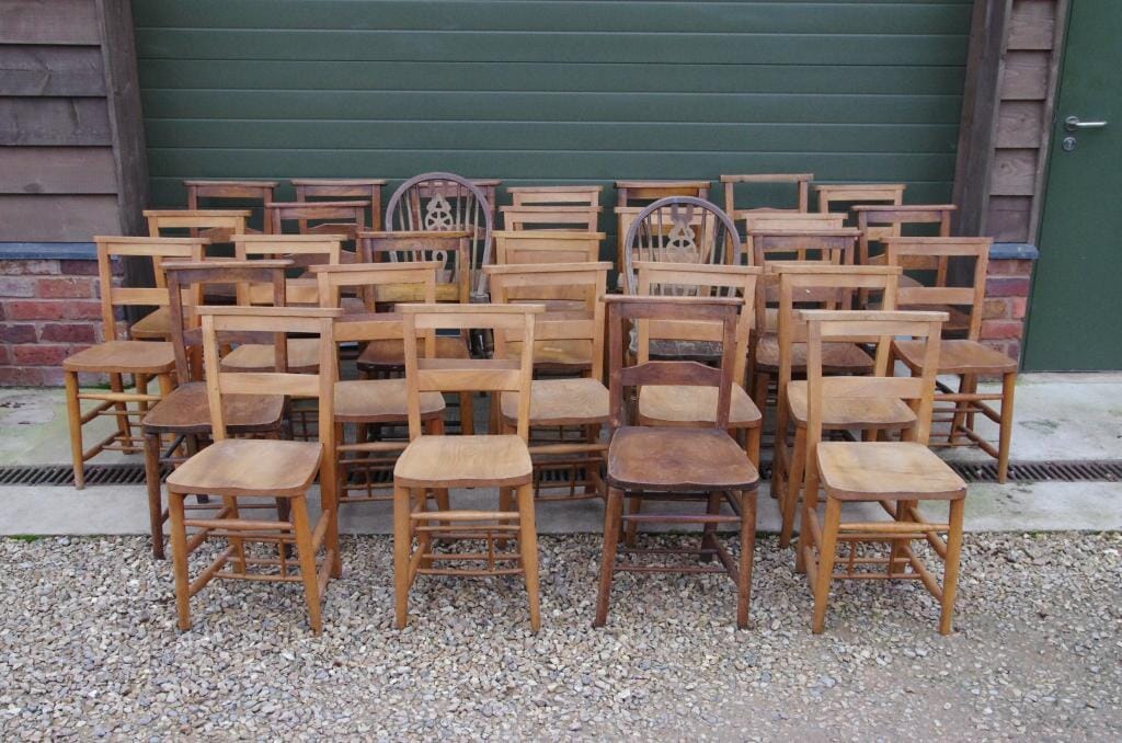 30 Reclaimed Antique Wooden Chairs of Varying States of Distress - 1234