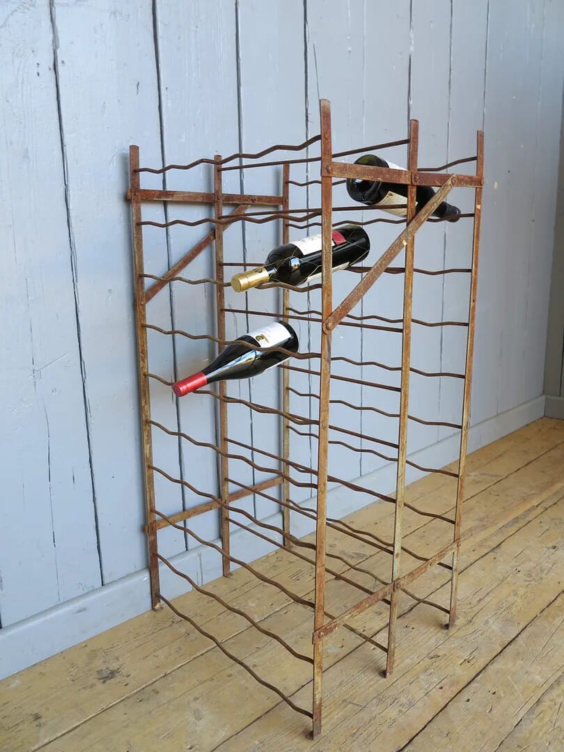 Free Standing Antique Wrought Iron Wine Rack - 7646