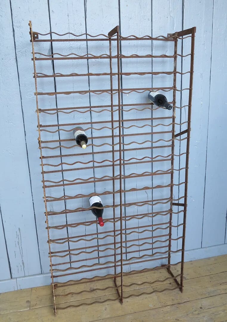 Large Wall Mounted Antique Iron Wine Rack - 7649