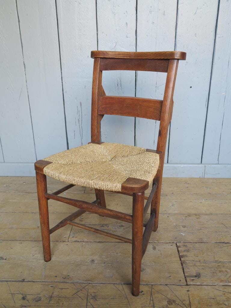 Antique Rush Seated Chairs With Book Holders - 8054