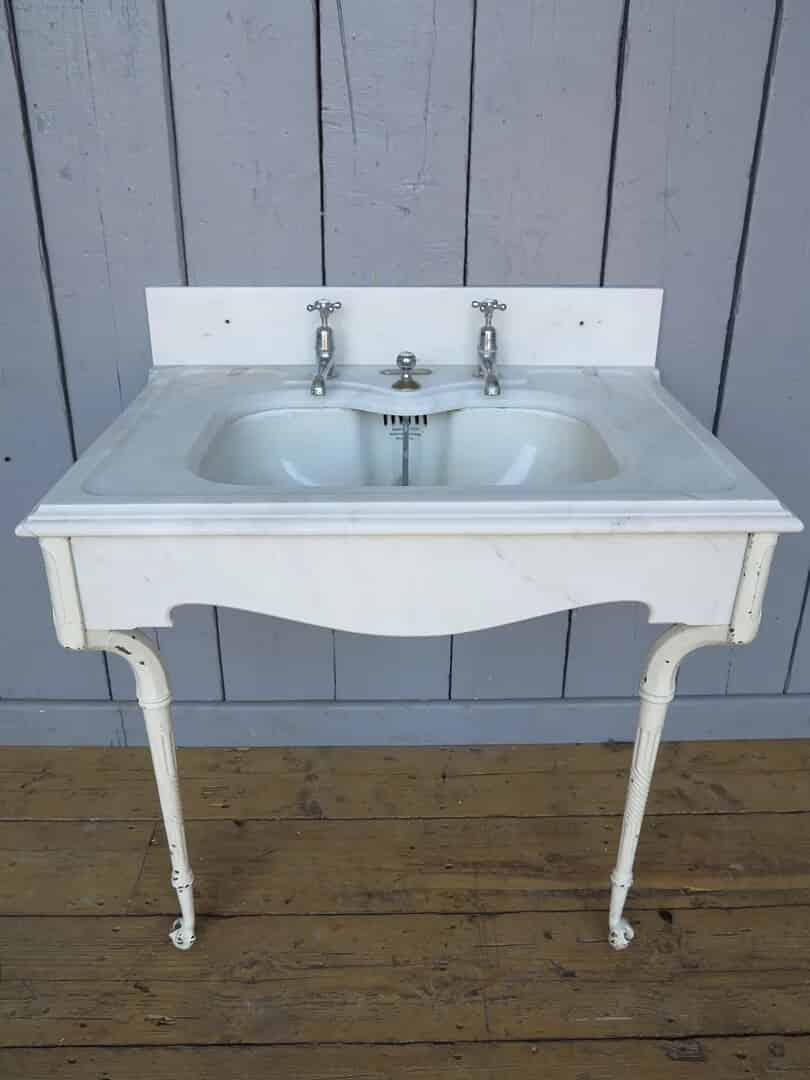 Primary Image - Antique Marble Sink & Brass Legs Stand