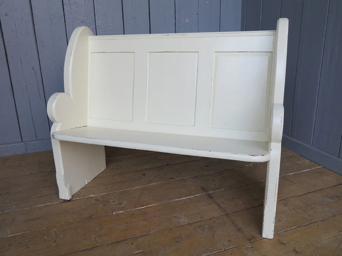 Antique Hand Painted Distressed Church Pew - 7152
