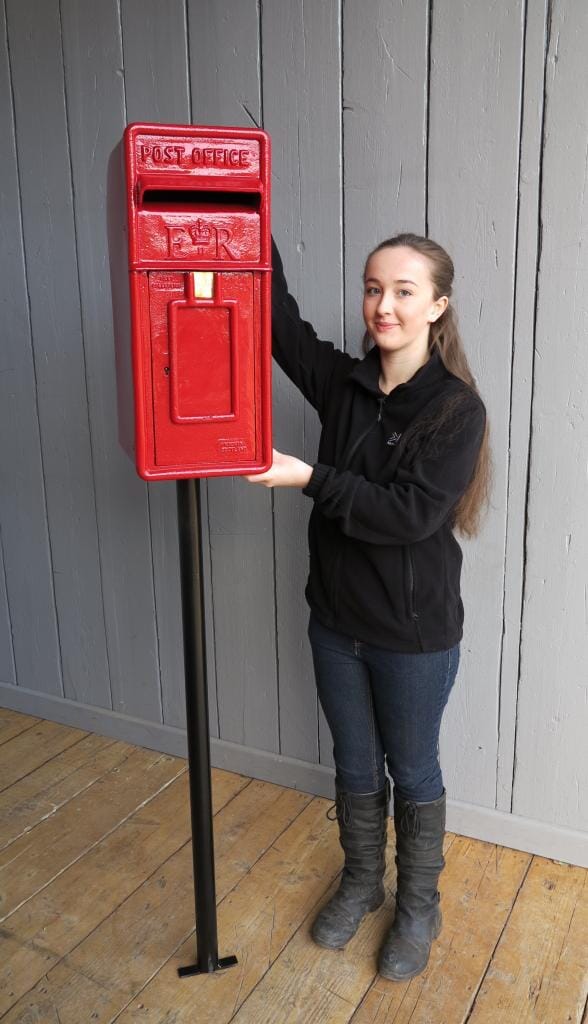 Original Red Arch Back Post Box With Stand - po1rp