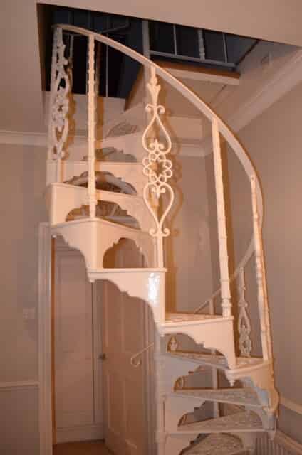 Primary Image - Cast Metal White Spiral Staircase with Balcony Railings