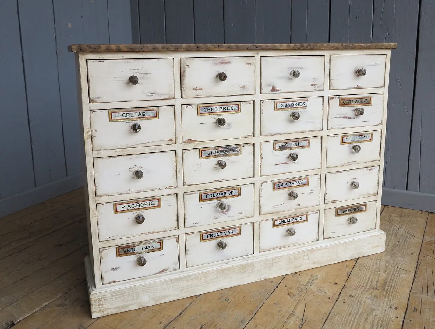 Shabby Chic Apothecary Cabinet With 20 Drawers - 7691