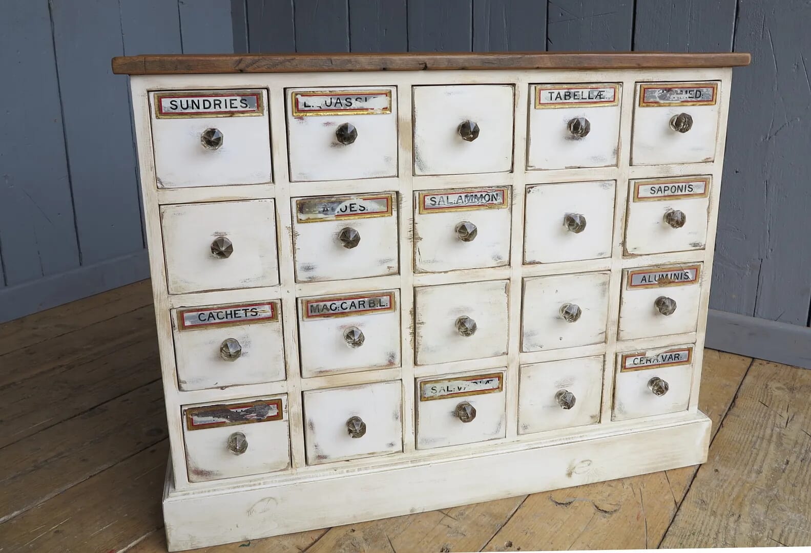 Shabby Chic Free Standing Apothecary Cabinet With 20 Drawers - 7690