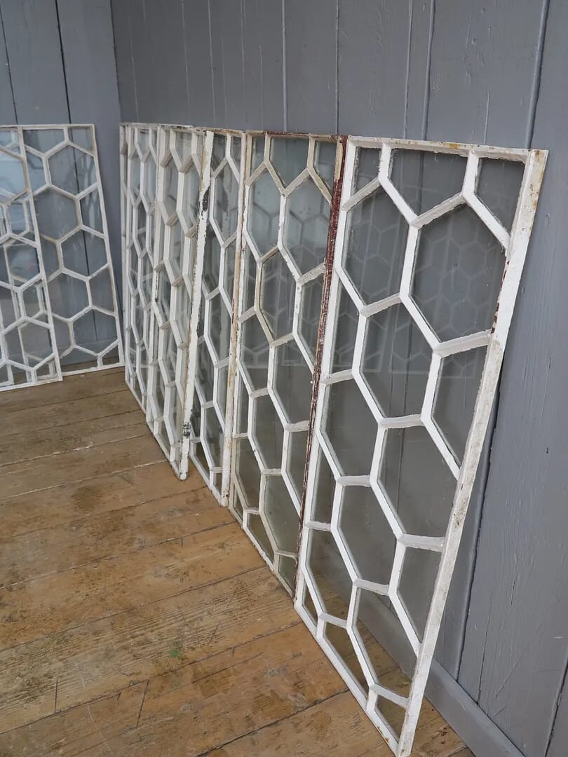 Antique Lattice Pattern Cast Iron Window - 7697