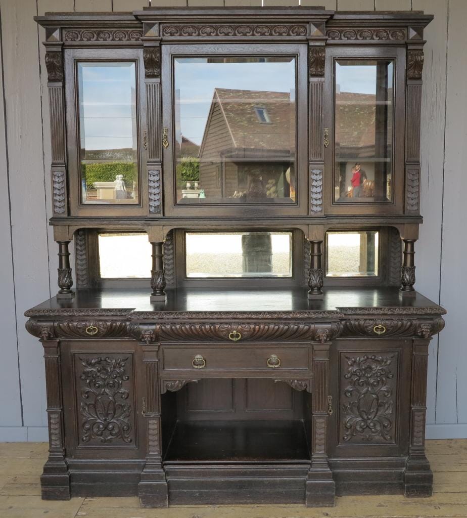 Hand Carved Victorian Breakfront Bookcase - 7221