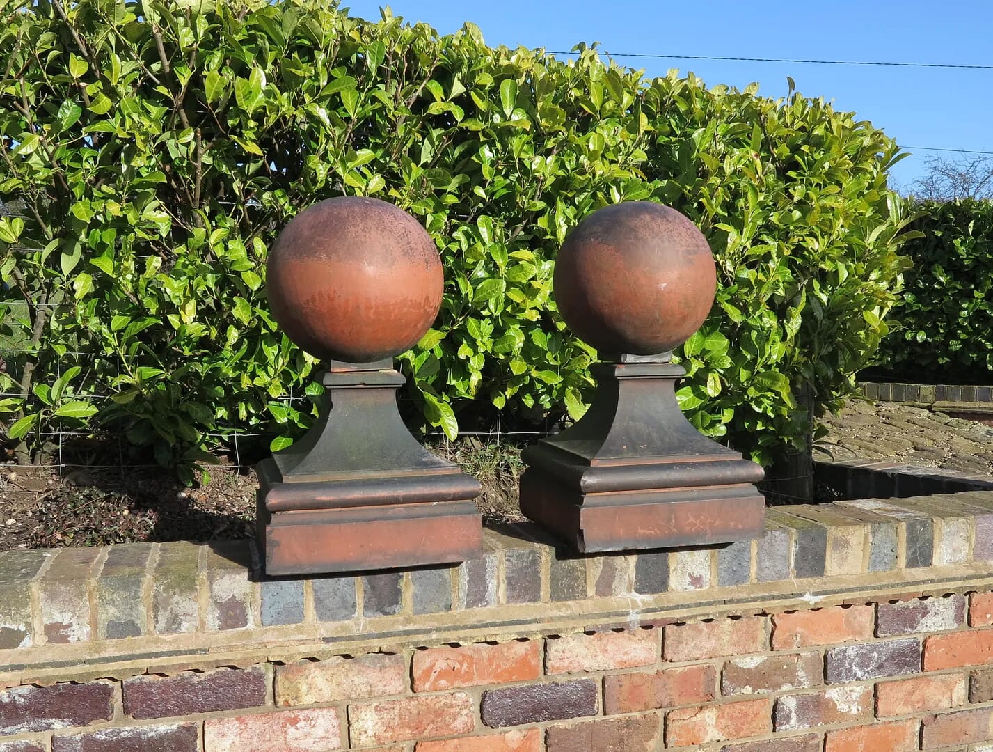 Pair of Original Terracotta Ball Finials - 7720