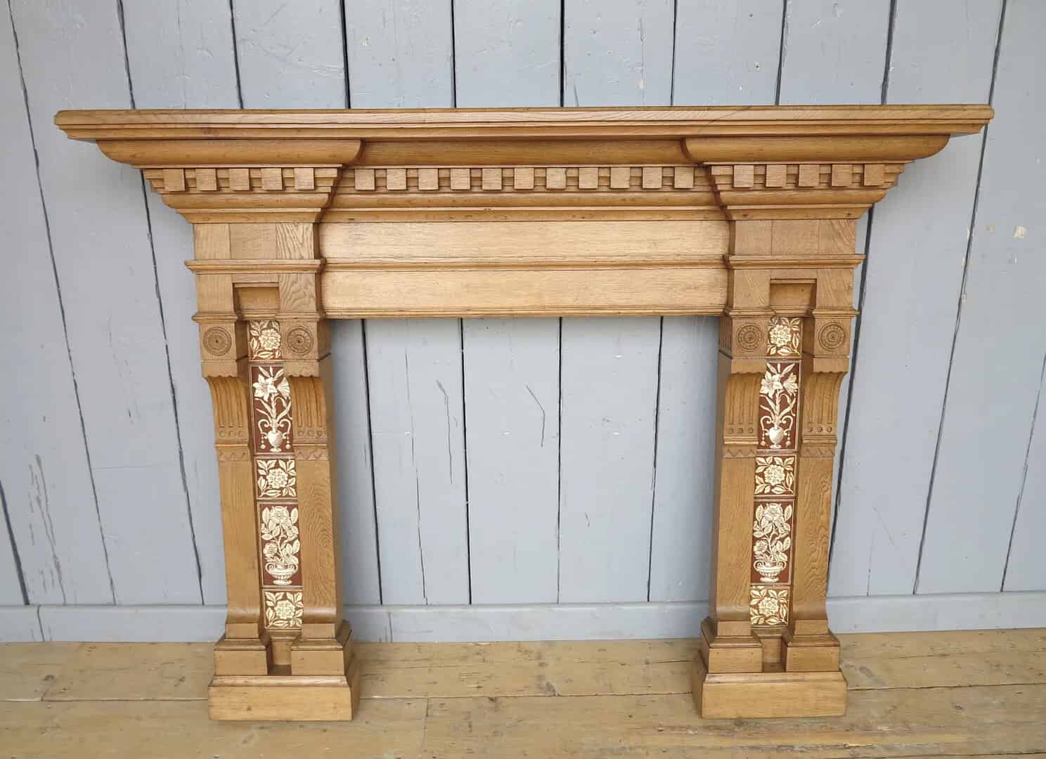 Grand Solid Oak & Tiled Fire Surround