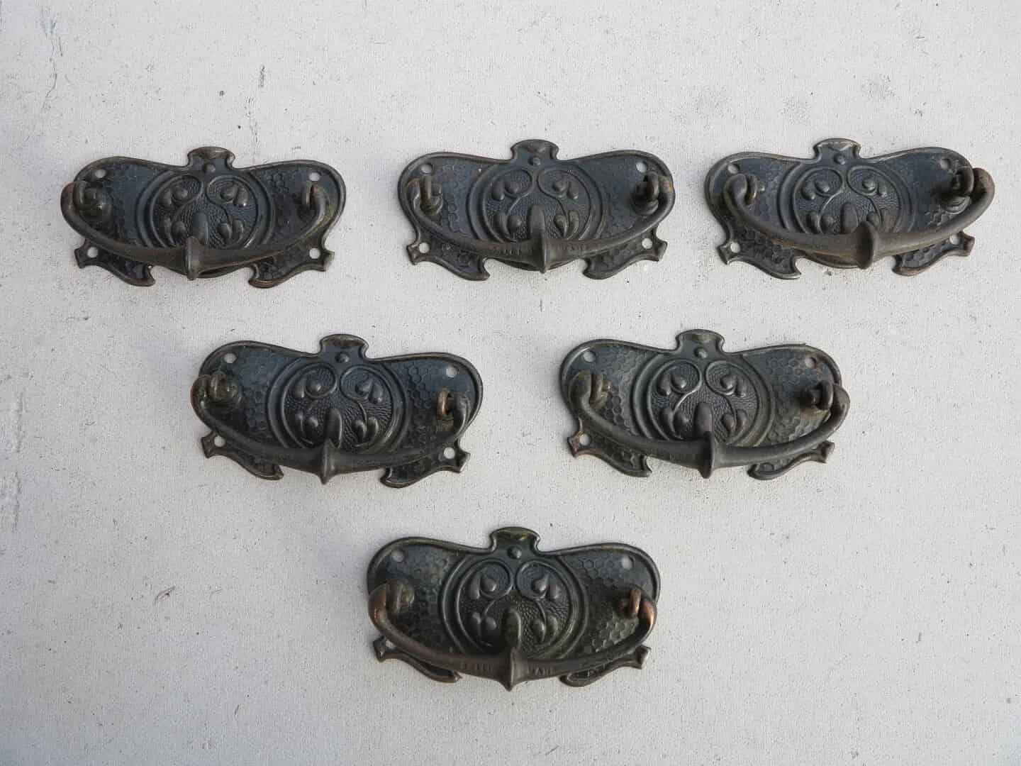 Set of 6 Art Nouveau Drawer Handles