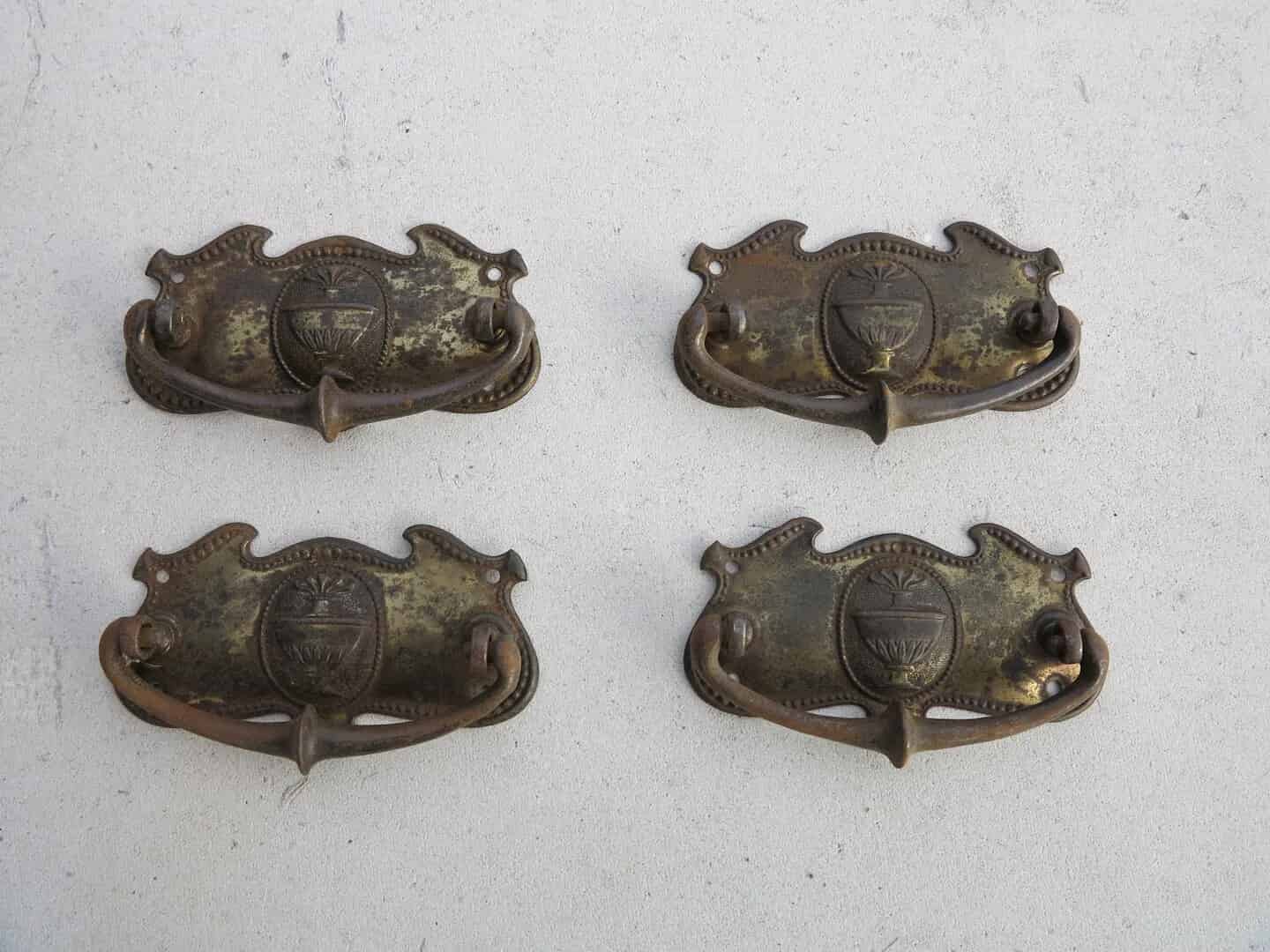 Set of 4 Brass Decorative Drawer Handles