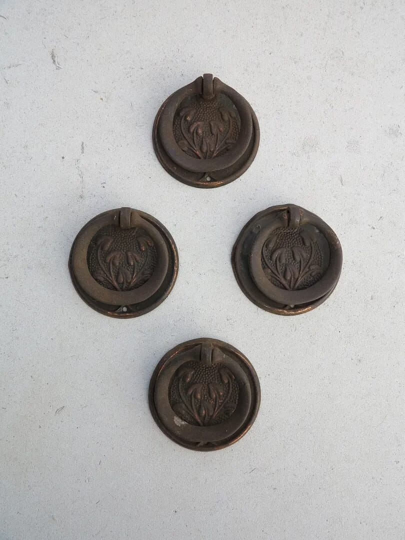 Set of 4 Copper Round Drawer Handles - 7755