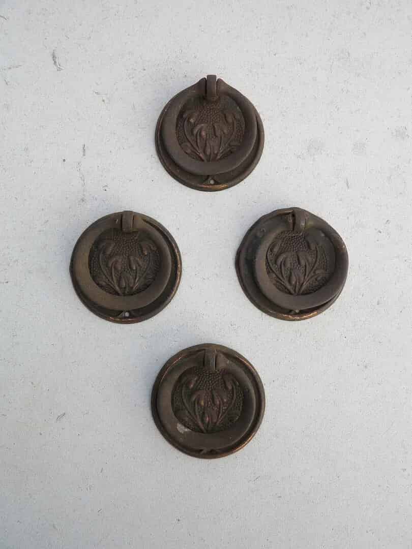 Set of 4 Copper Round Drawer Handles
