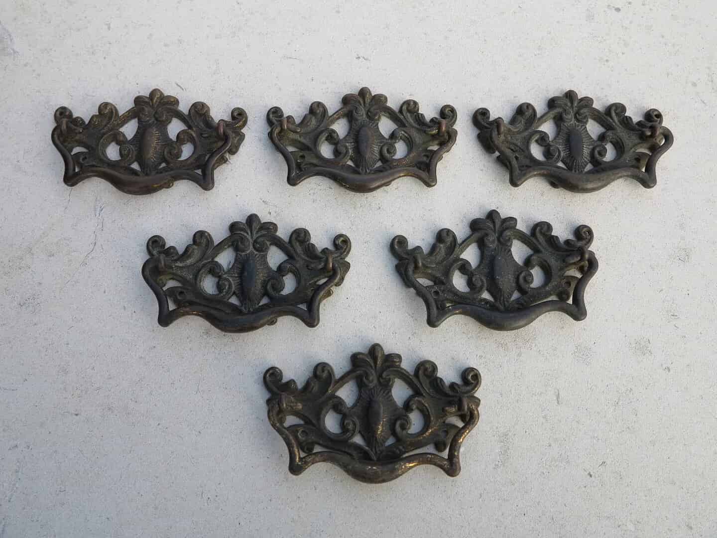 Set of 6 Brass Decorative Drawer Handles